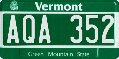 VT license plate AQA352