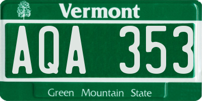 VT license plate AQA353
