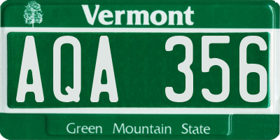 VT license plate AQA356