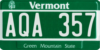 VT license plate AQA357