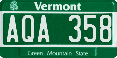 VT license plate AQA358