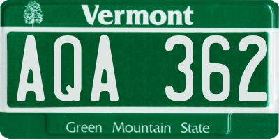 VT license plate AQA362