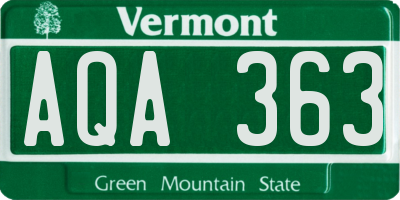 VT license plate AQA363