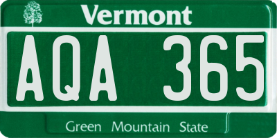VT license plate AQA365