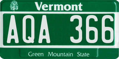 VT license plate AQA366