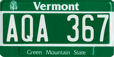 VT license plate AQA367