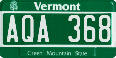 VT license plate AQA368
