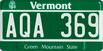 VT license plate AQA369