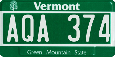 VT license plate AQA374
