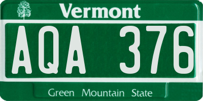 VT license plate AQA376