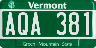 VT license plate AQA381