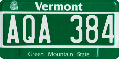 VT license plate AQA384