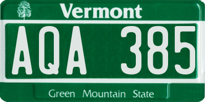 VT license plate AQA385
