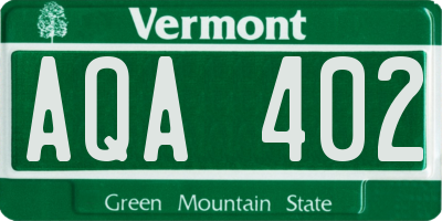VT license plate AQA402