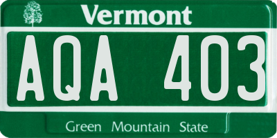 VT license plate AQA403