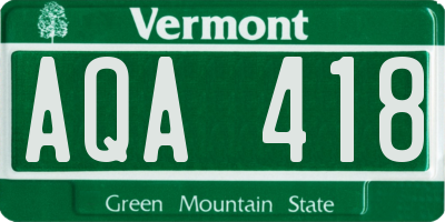 VT license plate AQA418