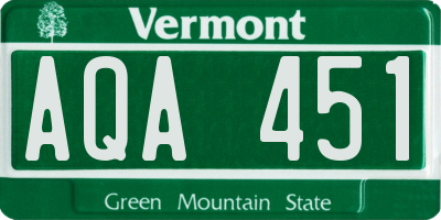 VT license plate AQA451