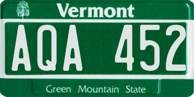 VT license plate AQA452