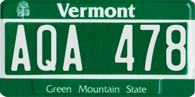 VT license plate AQA478