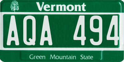 VT license plate AQA494
