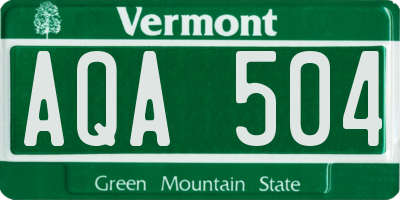VT license plate AQA504