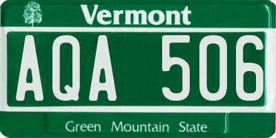 VT license plate AQA506