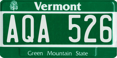 VT license plate AQA526