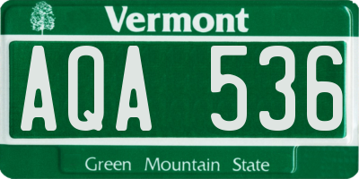 VT license plate AQA536
