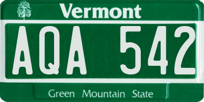 VT license plate AQA542