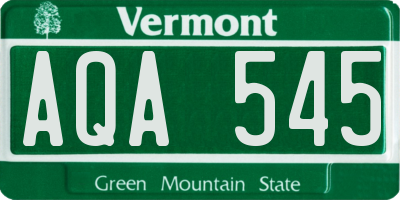 VT license plate AQA545