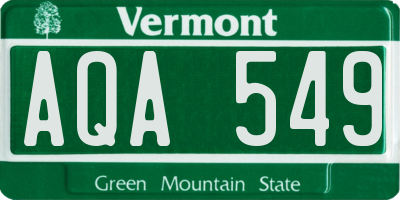 VT license plate AQA549