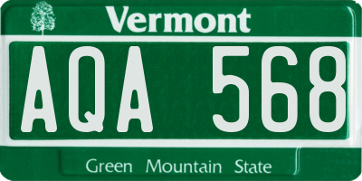 VT license plate AQA568