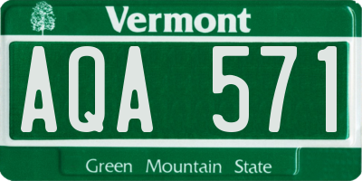 VT license plate AQA571
