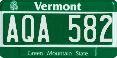 VT license plate AQA582
