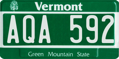 VT license plate AQA592