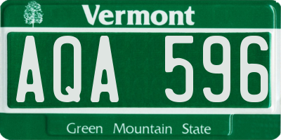 VT license plate AQA596