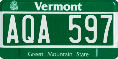 VT license plate AQA597