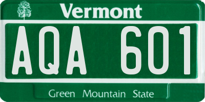 VT license plate AQA601