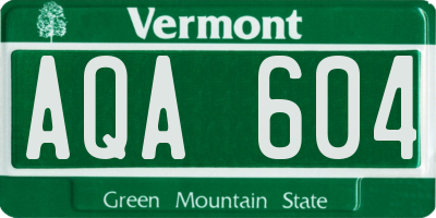 VT license plate AQA604