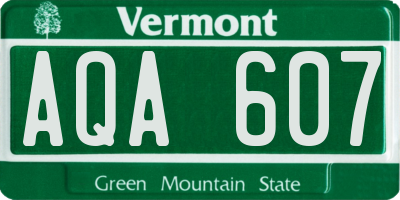 VT license plate AQA607