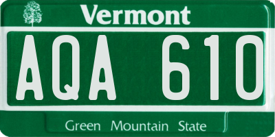 VT license plate AQA610