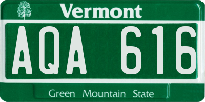 VT license plate AQA616