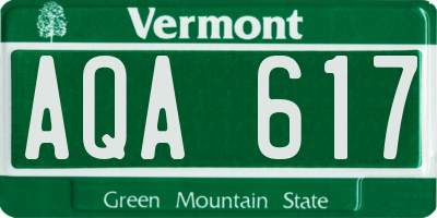 VT license plate AQA617