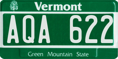 VT license plate AQA622