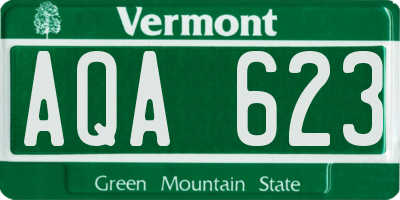 VT license plate AQA623