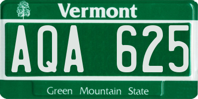 VT license plate AQA625