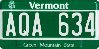 VT license plate AQA634