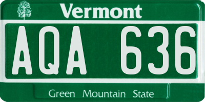 VT license plate AQA636