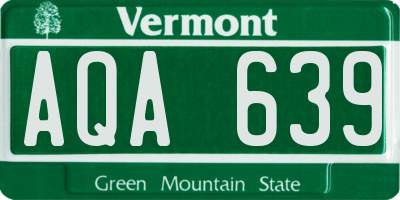 VT license plate AQA639