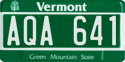 VT license plate AQA641